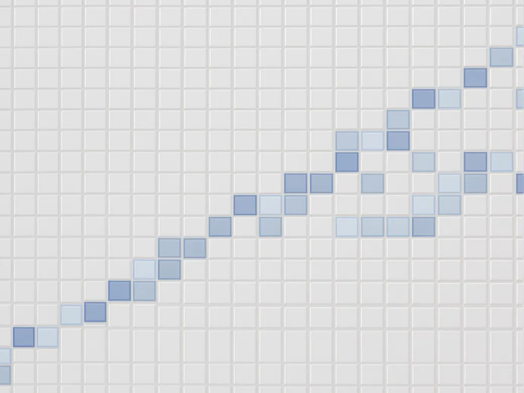 Composición ilustrativa: una rejilla de fichas blancas con una diagonal de fichas azules